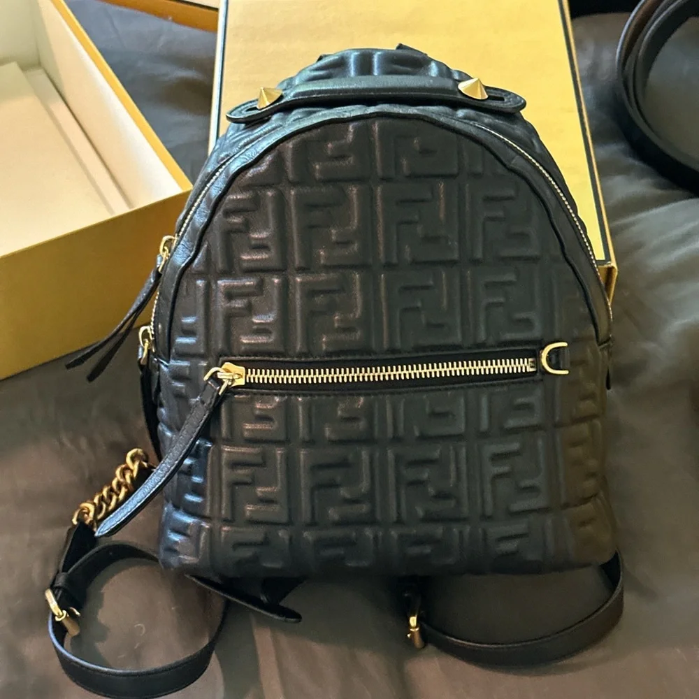 fendi ff mini backpack Nano Charm , Brown, One Size- finish metalware FF Jacquard Fendi Strike Medium